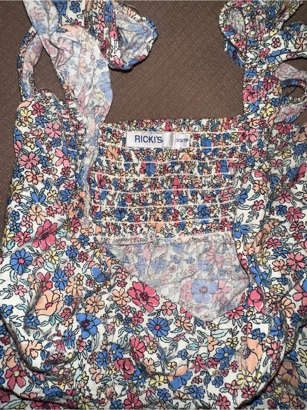 Floral Ruffle-Strap Tank Top - Multicolor - Picture 3 of 5